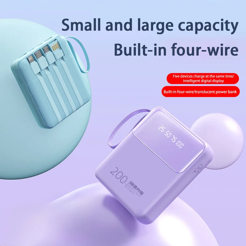 Xiaomi Mini 30000mah Power Bank Super Fast Charging Comes Built-in Cable Led Digital Screen Compact Portable Universal Powerbank