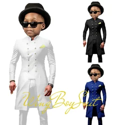 African Style Boys Suit 2 Piece Double Breasted Jacket Pants Long Formal Wedding Tuxedo 2-16 Years Kids Blazer