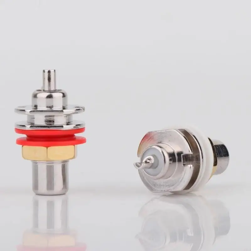 G8TA Set of 2pcs Rhodium Plated Female Connectors Welding Terminals Block for Auditory/Video Transmission