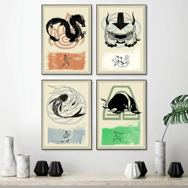 Avatar The Last Airbender Poster Retro Cartoon Anime Canvas Painting Wall Picture Art Wanted Prints Living Room Home Decor