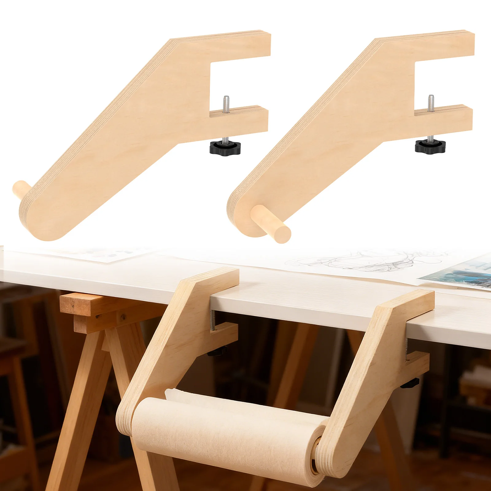 

Держатель для рулонов бумаги на стол, регулируемый, для чертежных и художественных рулонов, 1/2 пары