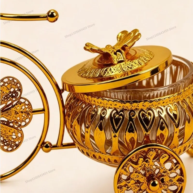 For European light luxury wrought iron bicycle shape candy jar multifunctional glass jewelry box