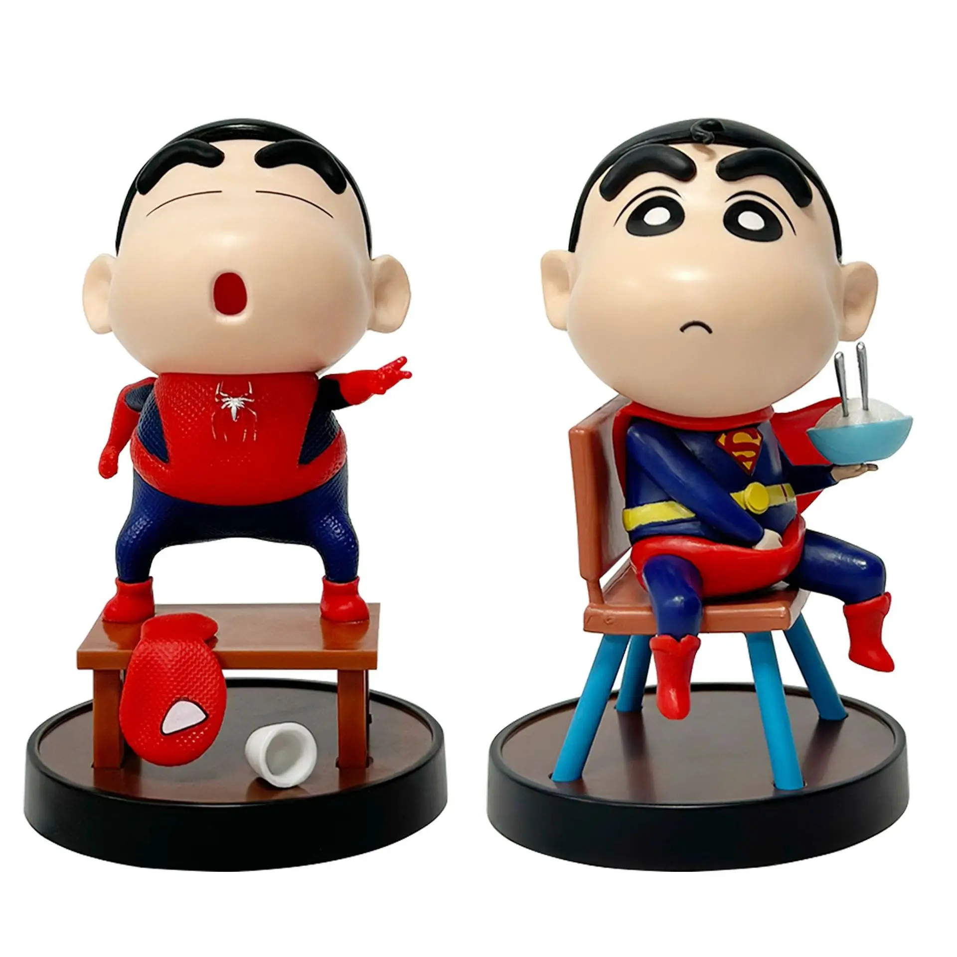 Anime Crayon Gk Shin-Chan Super Hero Spider Man Superman Kawaii Handmade Model Kids Charm Adorable Toys Children Christmas Gift