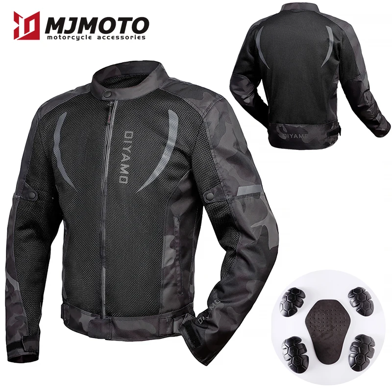

Summer Motorcycle Riding Jacket Men Breathable Mesh Motocross Jacket With 5Pcs Protective Pads Motorbike Jacket Wear-resistant