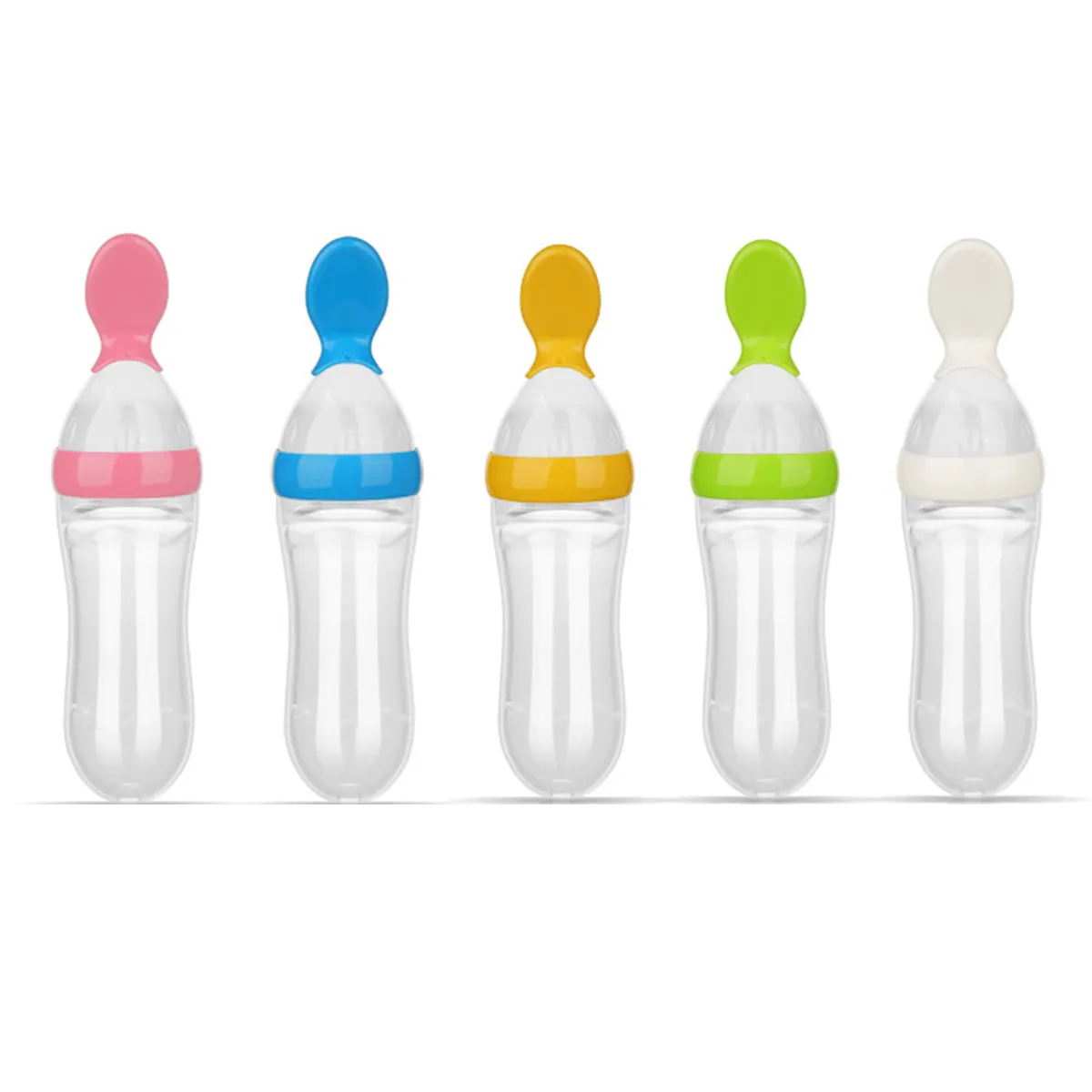 

90Ml Silicone Baby Squeeze Feeder with Integrated Spoon and Hygienic Cover for Pureed Food Formula Infant Feeding