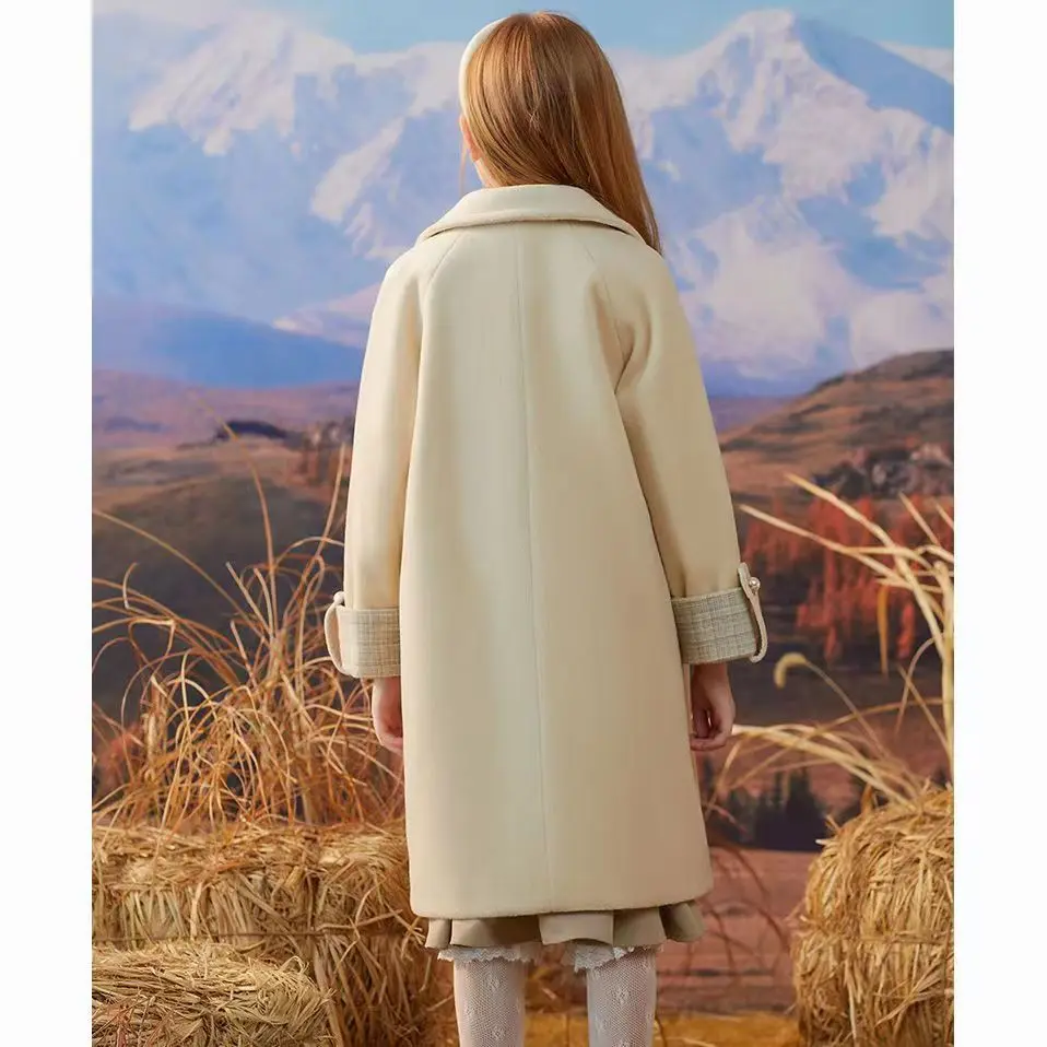 Girls Woolen Coat Overcoat Jacket Windbreak 2023 Beautiful Warm Plus Thicken Winter Cotton Tracksuit Sport Children\'s Clothing