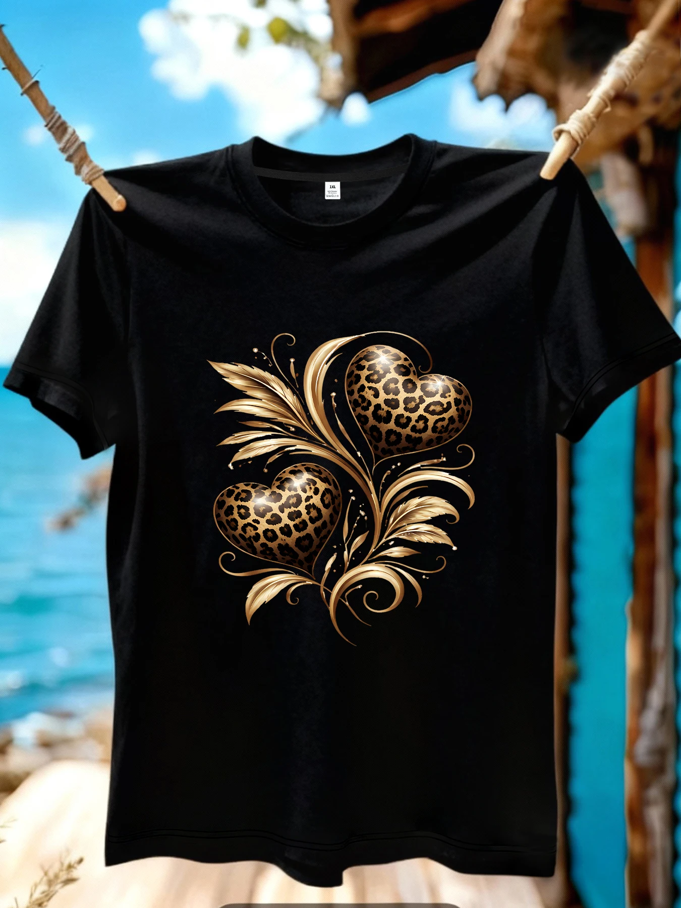 

【JYDX1132】Art printing plus size women's round neck T-shirt summer casual street fashion women's Joker short sleeve T-shirt