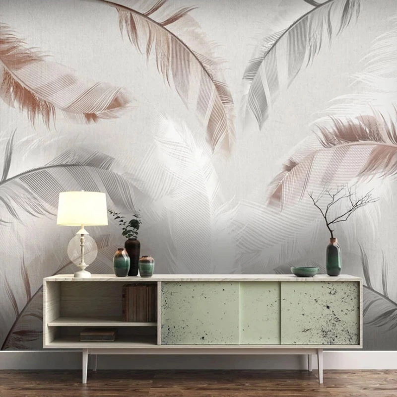 Customized Modern Abstract Feather Wallpaper Nordic Bedroom Mural Living room TV background wall restaurant study Hotel photo 3d