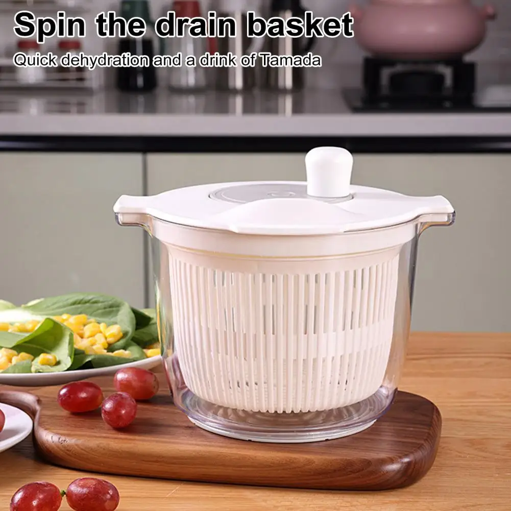 Salad Spinner with Bowl And Mesh Basket Fruit And Vegetable Washer Lettuce Spinner Stable Non-Slip Base Leak-Proof Drain Spout Q