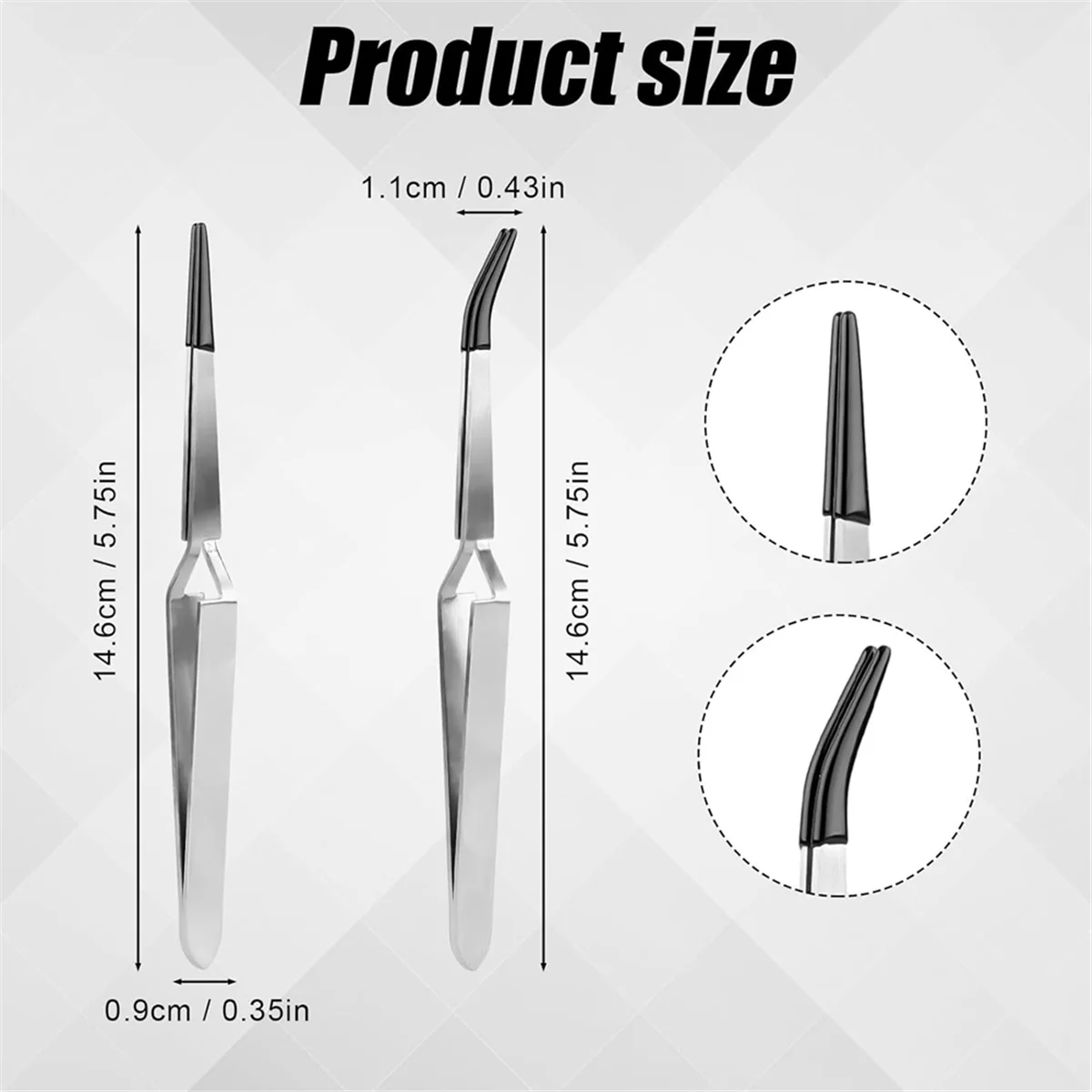 2pcs Craft Tweezers, Reverse Stainless Steel CrossLocking Tweezers Straight Action Tweezers for Jewelry Making Crafting