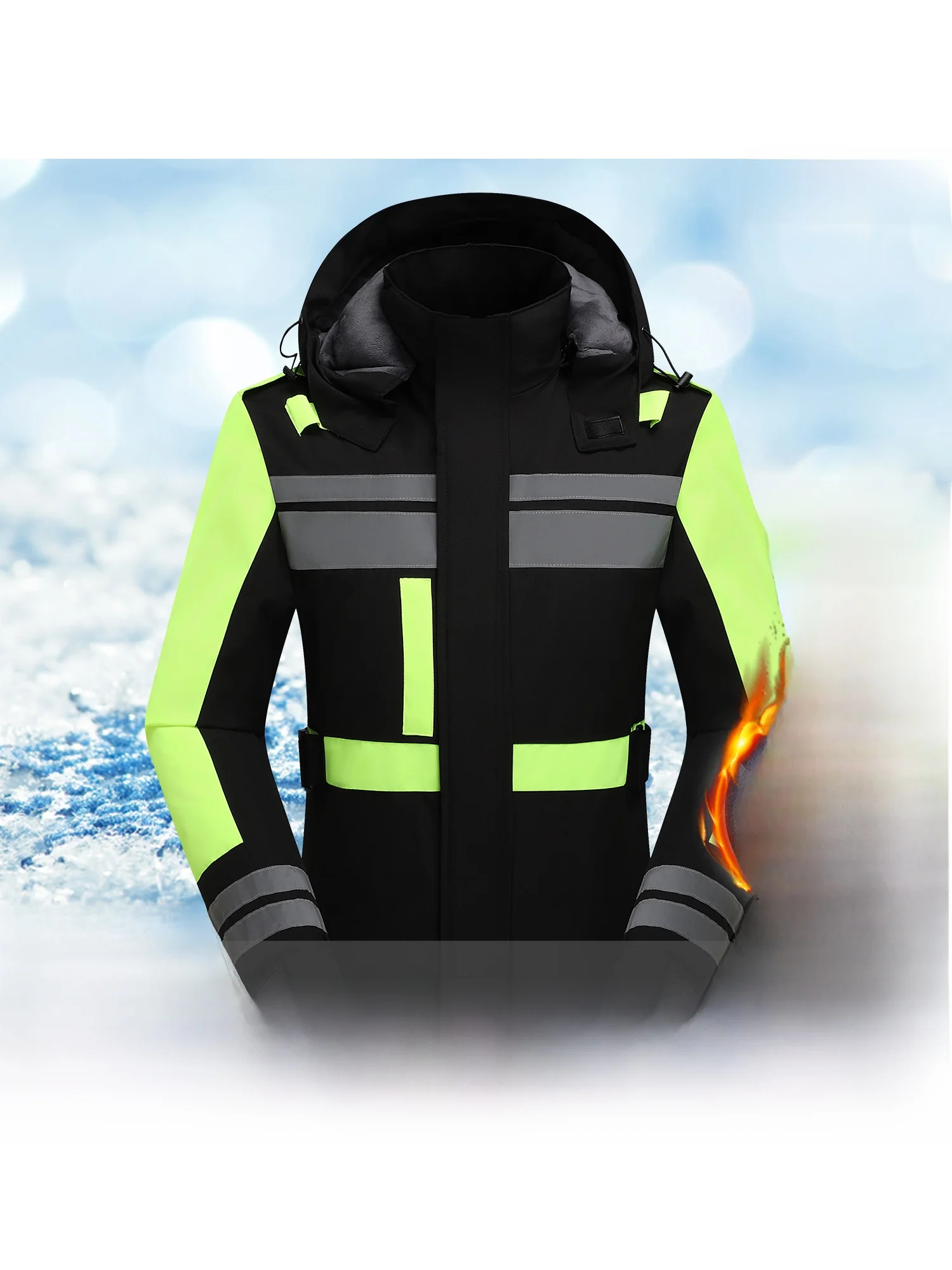 

Thiened Fce Winter Workwear Jaet Men's Windbreaker Coat Embroidered Printed Inner Cotton Padded Jaet Warm Casual