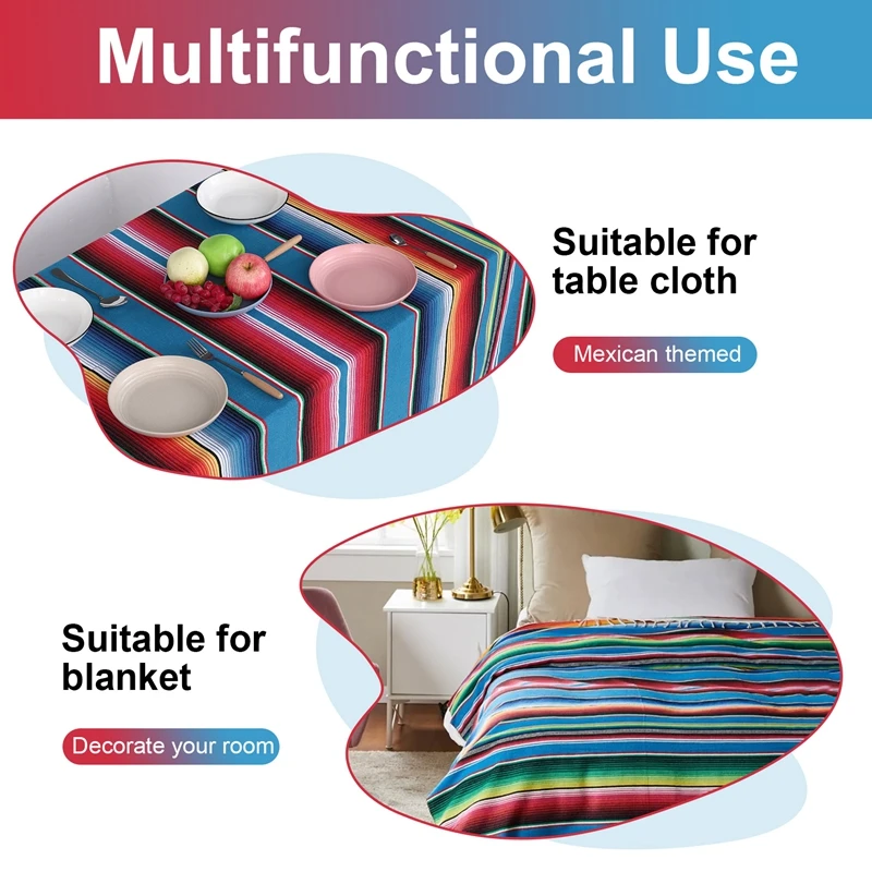 Mexican Blanket Sarape Picnic Rug Throw Tablecloth Hot Rod for Yoga , 150X215cm-AT35