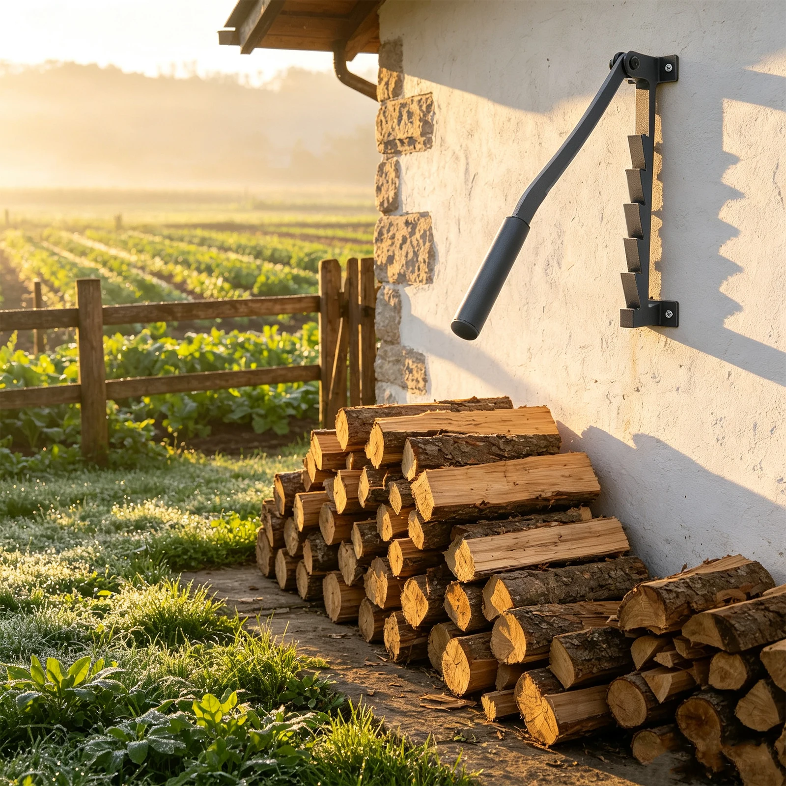 Fendeur de bûches manuel à fixer au mur, outil portable pour fendre le bois, surface lisse et facile à nettoyer, peut être installé au mur, sur un arbre ou au sol, machine manuelle pour couper le bois et fendre les bûches.