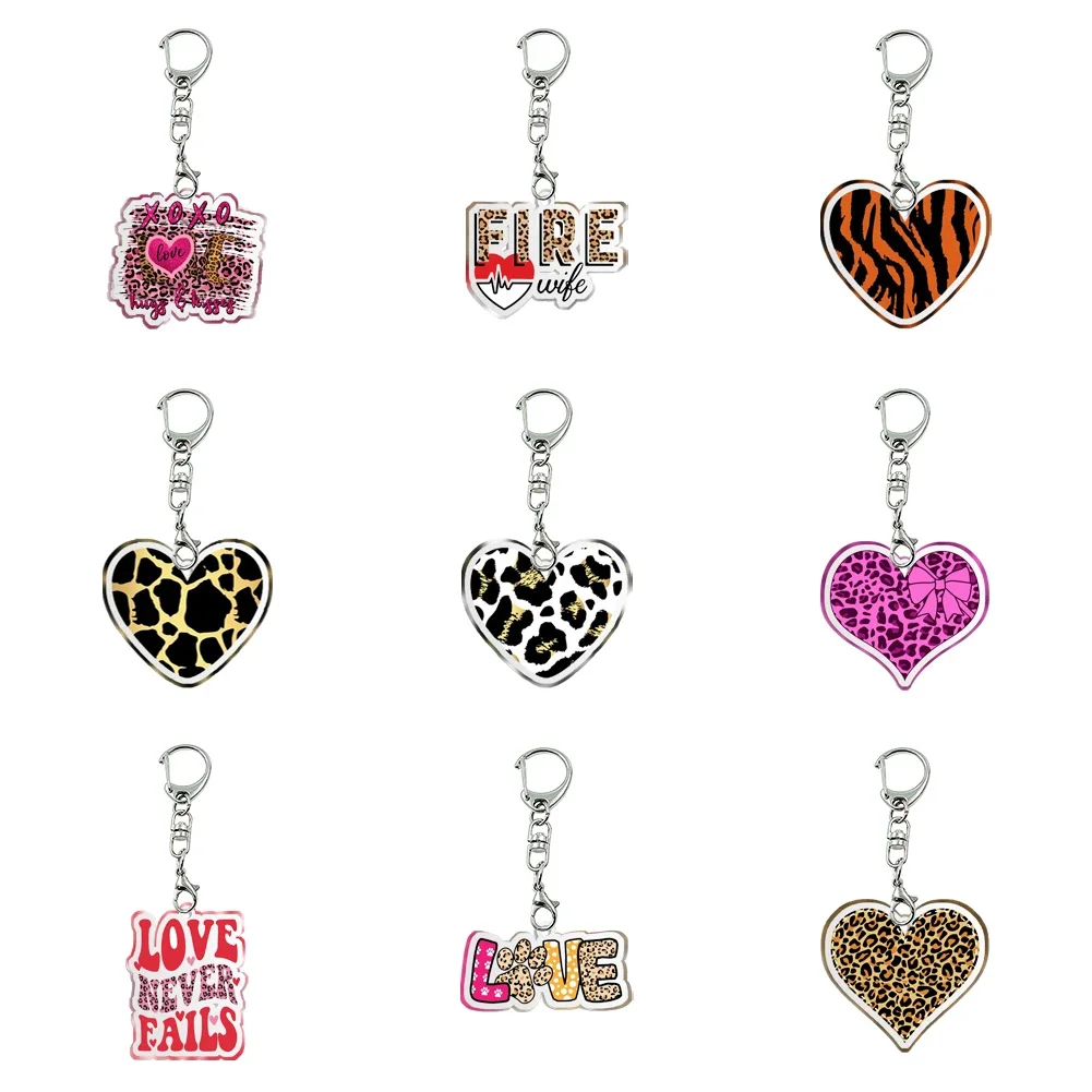 

New Women Men Acrylic Leopard Print Keychain Transparent Acrylic Trinket For Friends Pendants