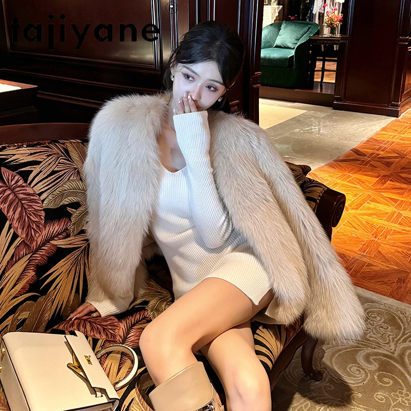 เสื้อโค้ทขนสุนัขจิ้งจอกแท้ทั้งตัว แบรนด์ TAJIYANE สำหรับผู้หญิง น้ำหนักเบา อุ่นสบาย คุณภาพสูง สำหรับฤดูหนาวปี 2025