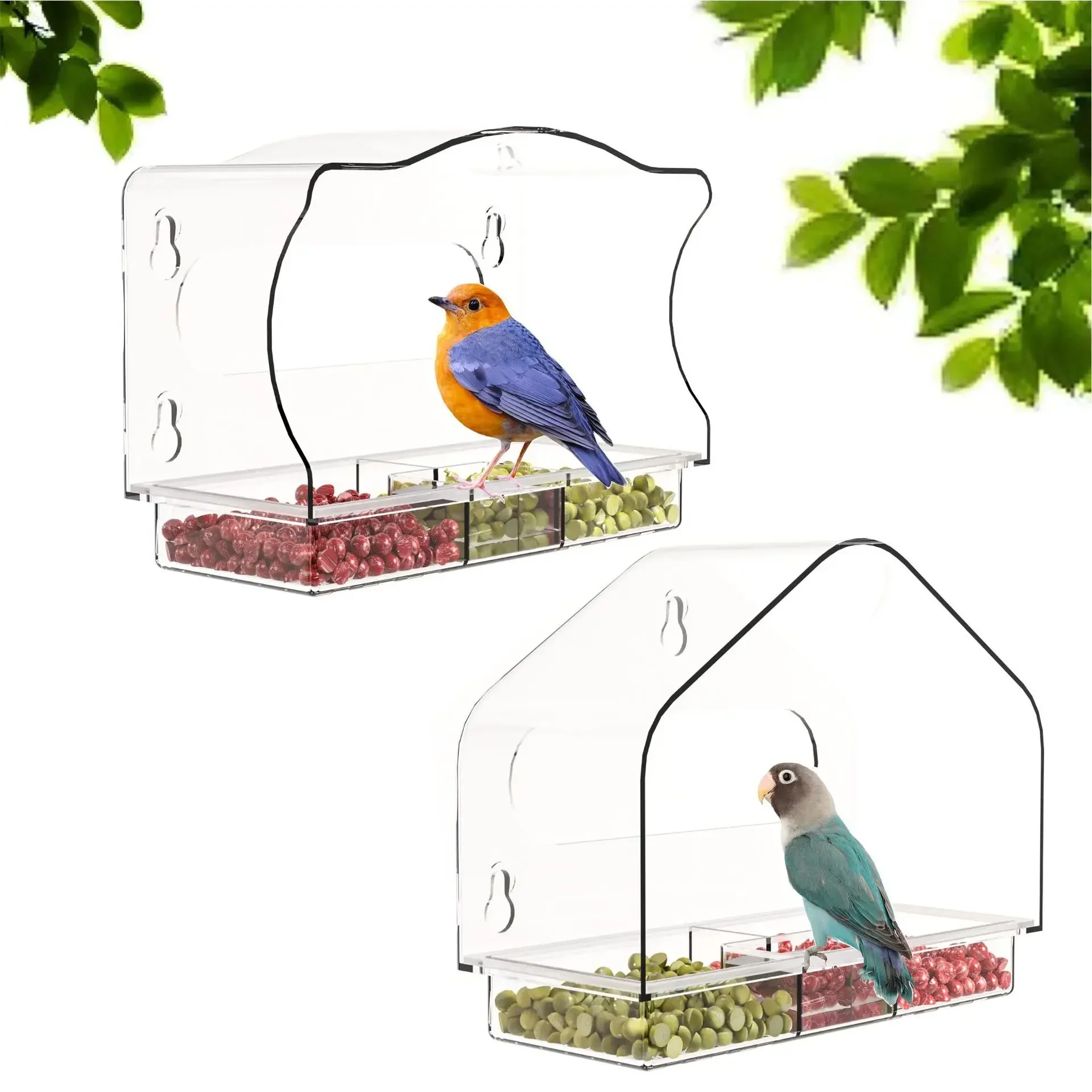 

Transparent acrylic outdoor bird cage, parrot cage, non-punching suction cup, bird feeder, pet supplies, wall-mounted