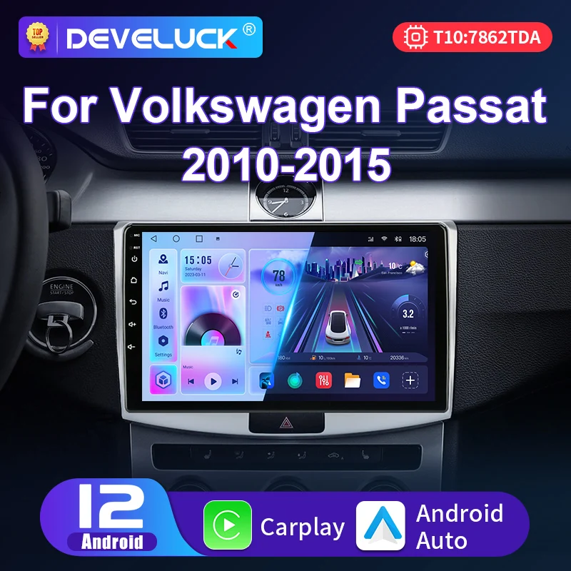 

For VW Volkswagen Passat B7 B6 CC 2010-2015 2 Din Android 12 Car Radio Multimedia Video Player Stereo GPS QLED 4G Carplay Auto