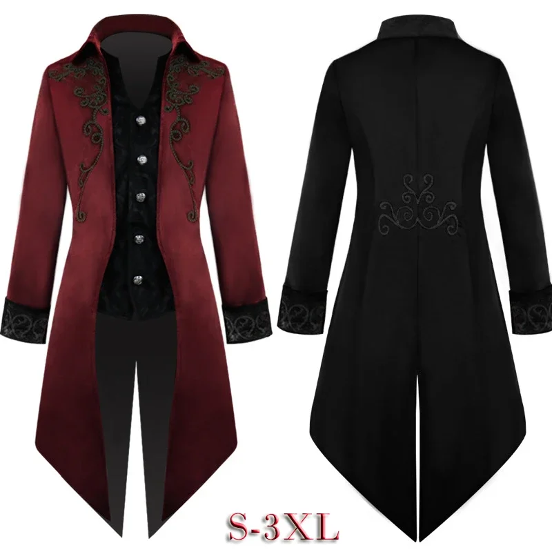 

Mens Medieval Steampunk Tuxedo Gothic Vintage Renaissance Jackets Victorian Halloween Cosplay Costume Carnival Party Gown Coats