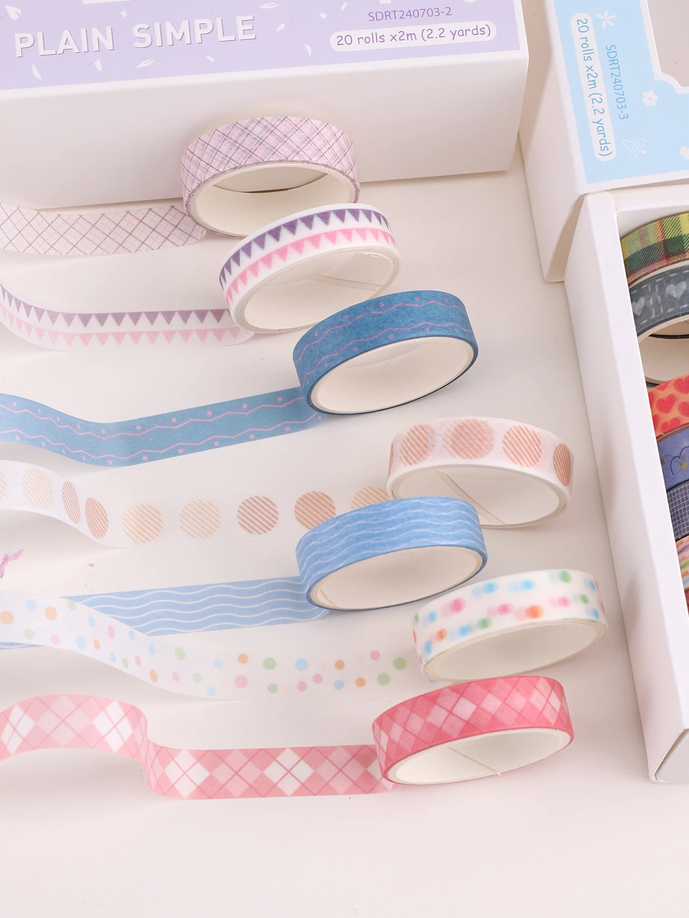 20rolls/Box Colorful Slim Washi Tape Set Masking Tape For Journaling, Scrapbooking And Notebooks Cute Stationery Washi Tape