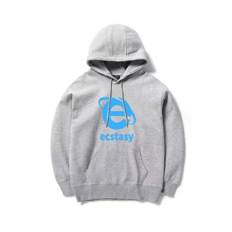 Streetwear Hoodie Ecstasy Letter Graphic Print Pullover Men Y2K style Oversized Harajuku Sweatshirt Hip Hop Hooded Clothes Women