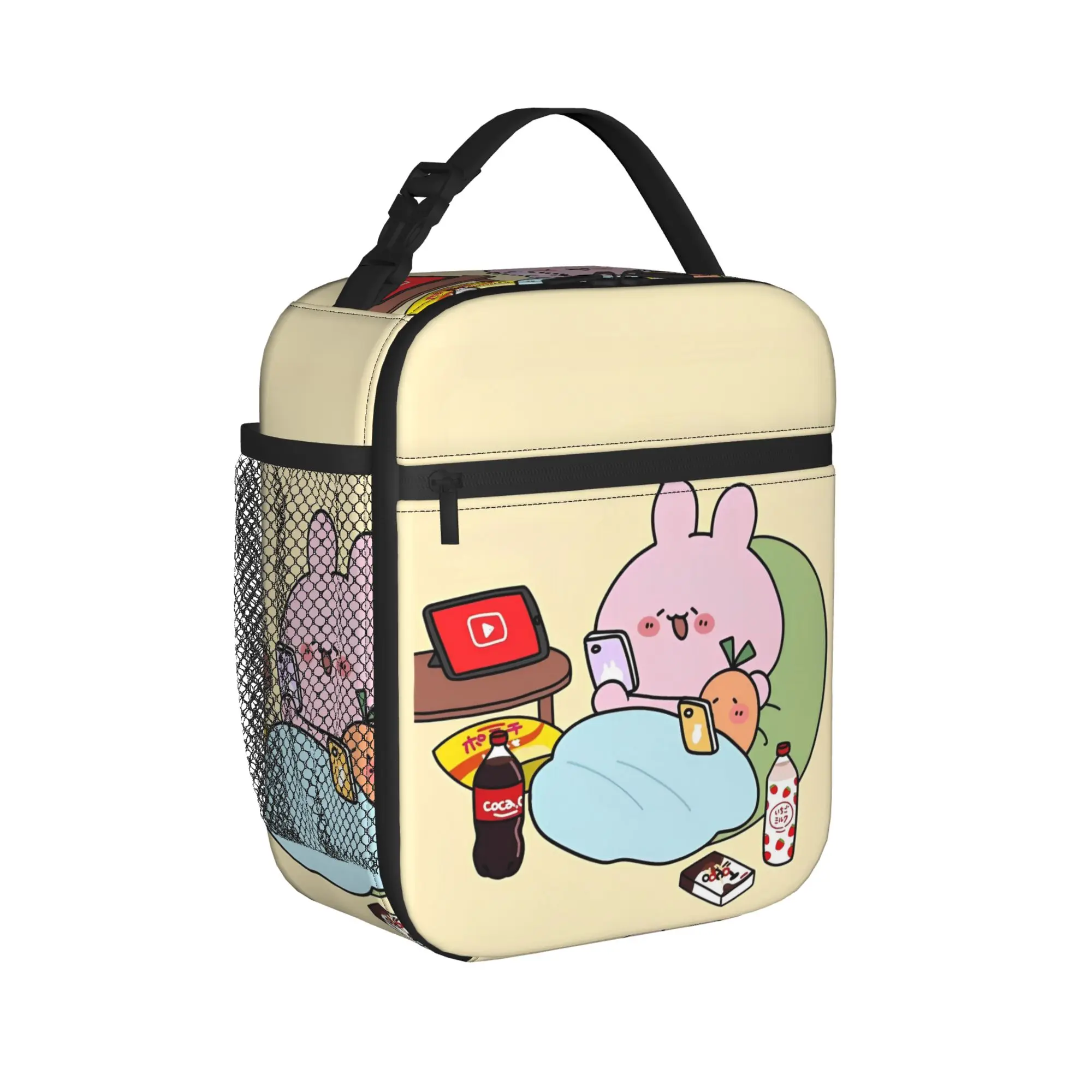 Asamimichaan Asleep Cartoon Insulated Lunch Bags Cooler Bag Reusable,Lunch Container Cute Asamimi Large Lunch Box Tote Food Bag