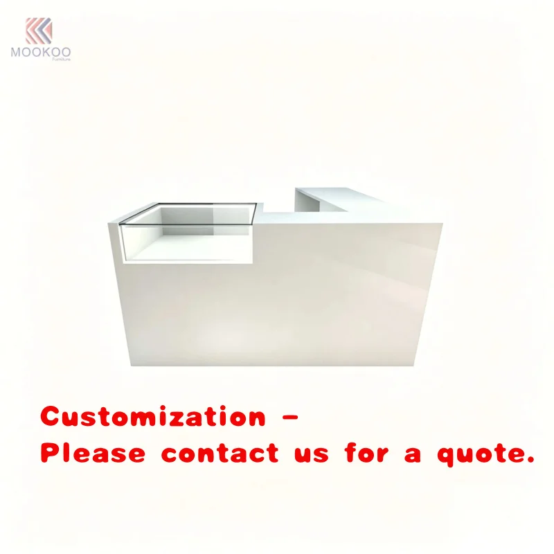 custom.Multifunctional Modern Rotating Detachable Retail Reception Desk Metal Display U-Shaped Cashier Counter LED Lighting Easy