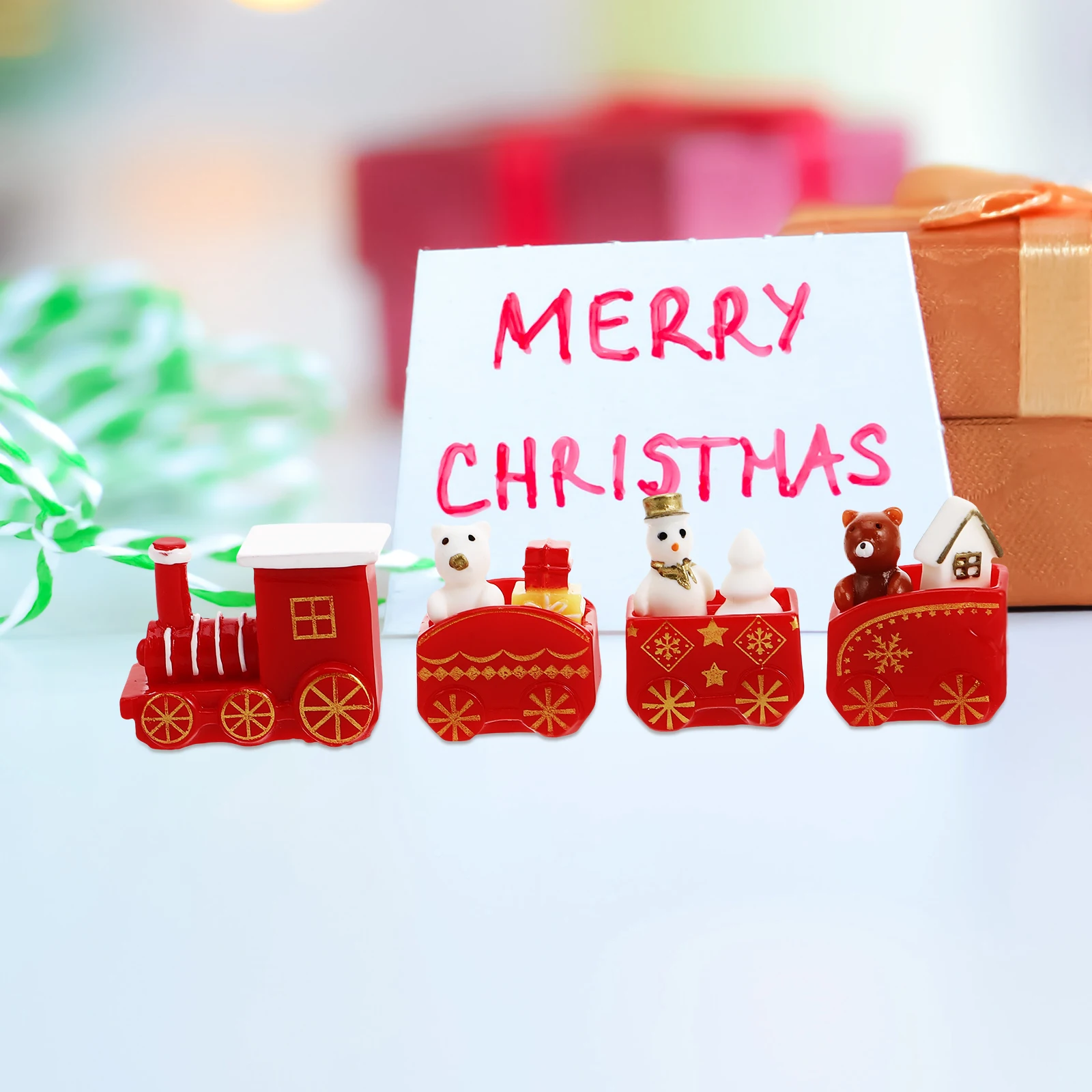 

10 Pcs Train Set Mini Decorations for Festival Table Top naments Reusable Diy Snow Globe Figurines Winter Gifts