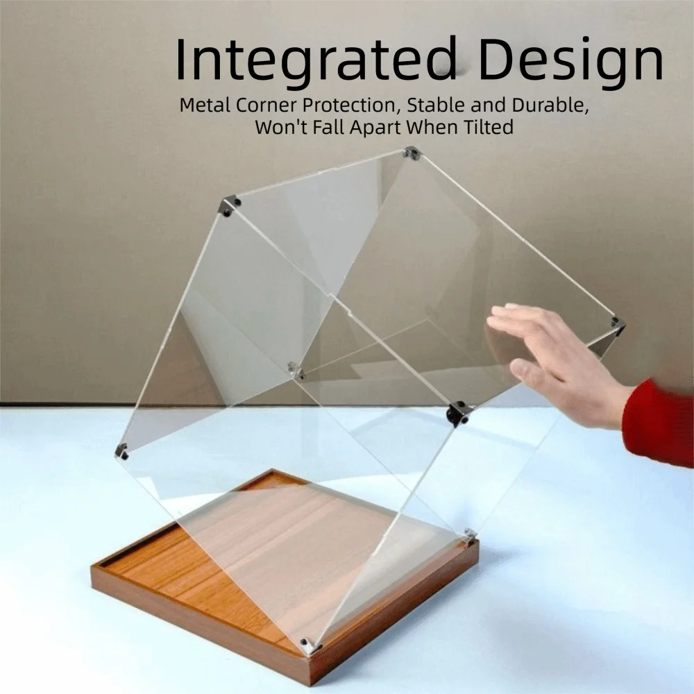 Transparent Acrylic Acrylic Display Case Stackable Design Wooden Bottom Dustproof Cover No-glue Assembly Showcase Storage Box