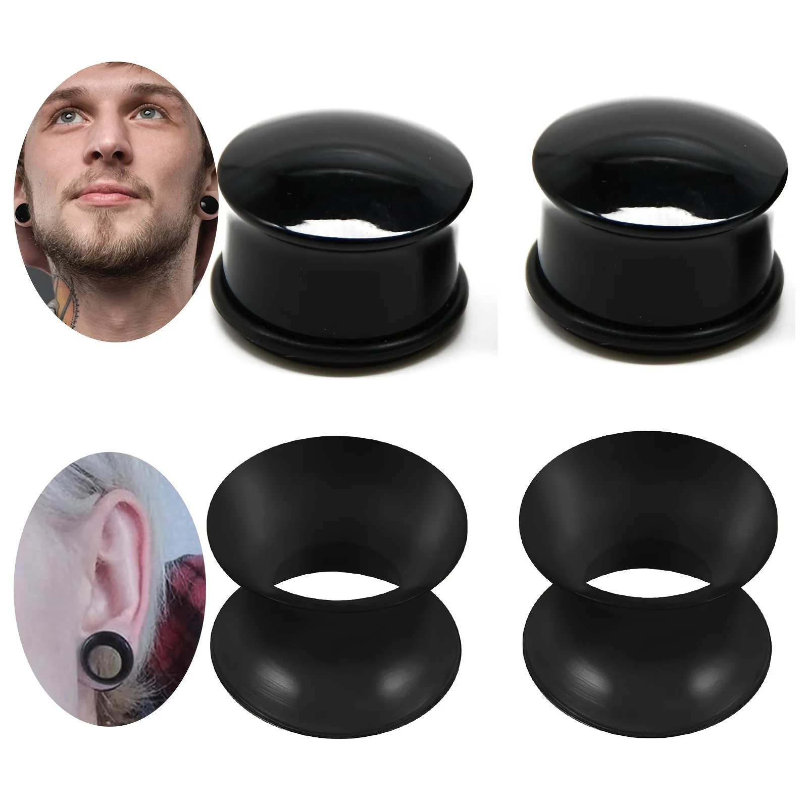 2pcs Silicone Acrylic Ear Expanders Plugs Flexible Flared Ear Tunnels Stretcher Gauges Plastic Ear Piercing Jewelry 6-20mm