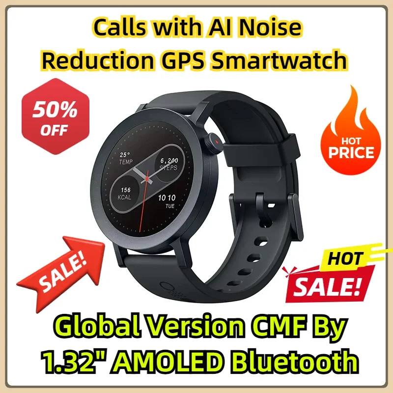 

Calls with AI Noise Reduction GPS Smartwatch CMF Watch Global Version CMF By 1.32" AMOLED Bluetooth 5.3 BT