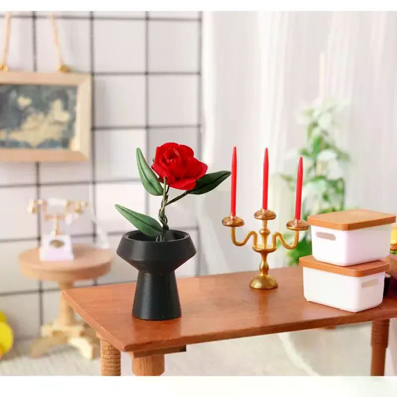 3 個ドールハウス DIY ミニチュアモデル家の装飾植木鉢飾りリビングルームの装飾テーブル花水耕花瓶