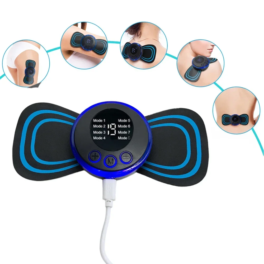 Portátil EMS Neck Massager, Mini Massager, Cervical Back, Patches Muscle Pain Relief, Massageador Stimulator Mat, Leg Body Health Care Tools