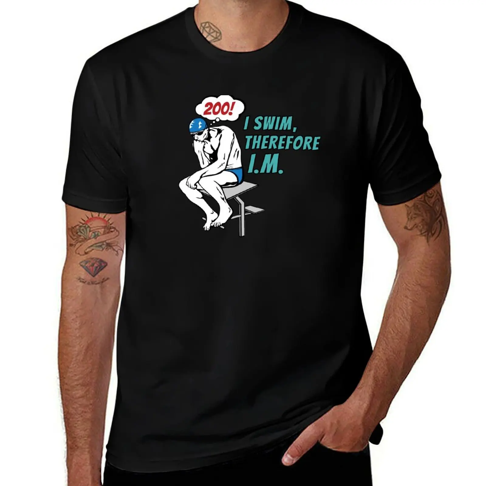 I Swim Therefore I.M. 200 T-Shirt Fitness Training Breathable Tee T-Shirt