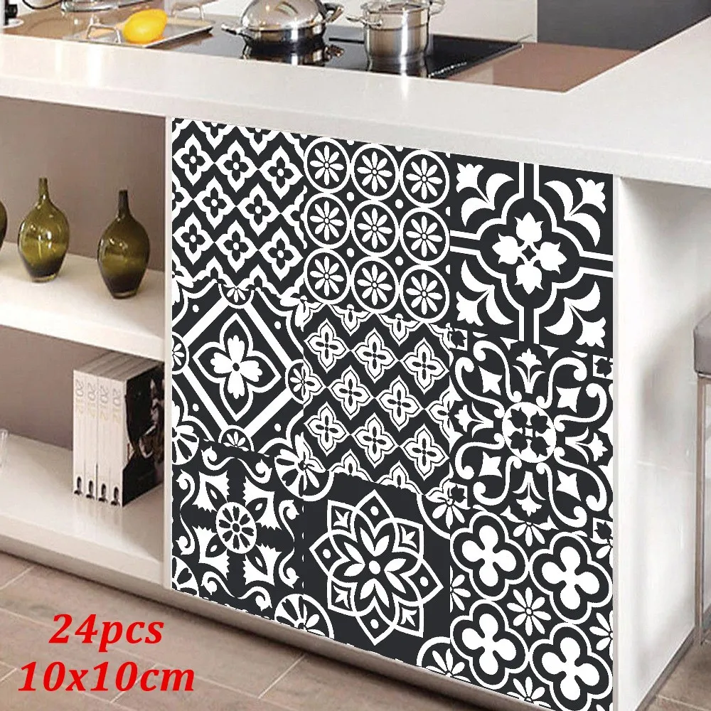 24pcs Reusable Peel Off For Tile Stickers Designed for Kitchen Wall Refresh Bathroom Floor and Living Room Use