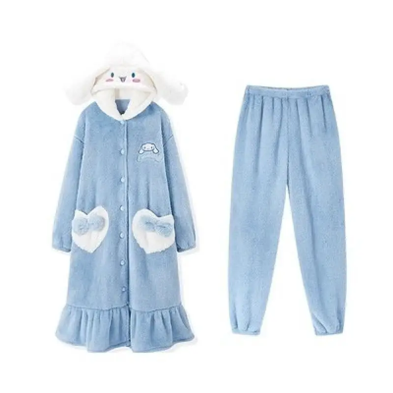 Sanrio Pajamas Anime Cinnamoroll Nightgown Pants Girl Nightgown Cute Loose Thicken Child Pajamas Wholesale Tracksuit Comfortable