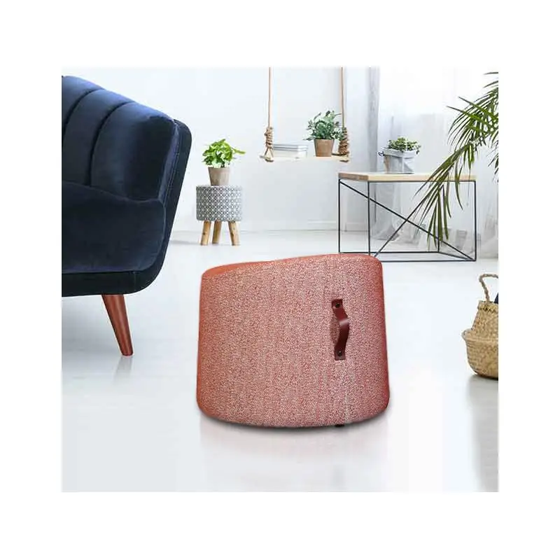 

Crescent Puff Ottoman - Red Upholstered Footrest for Living Room, Bedroom, or Office Seating Solutions