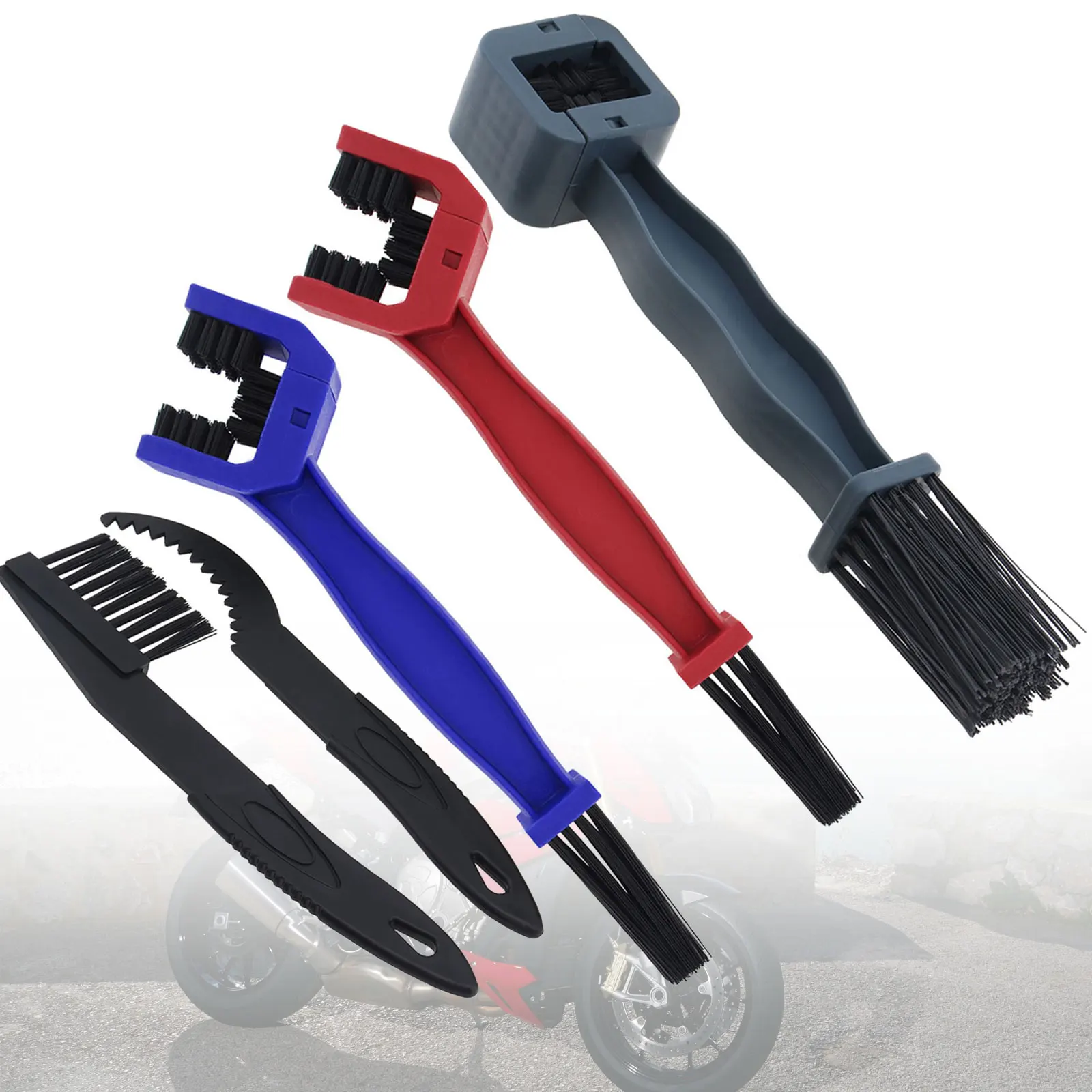 5pcs Motorcycle Chain Gears Maintenance Cleaning Brush Flywheel Toothed Disc Cleaner Washer Tool for Motorbike Bicycle