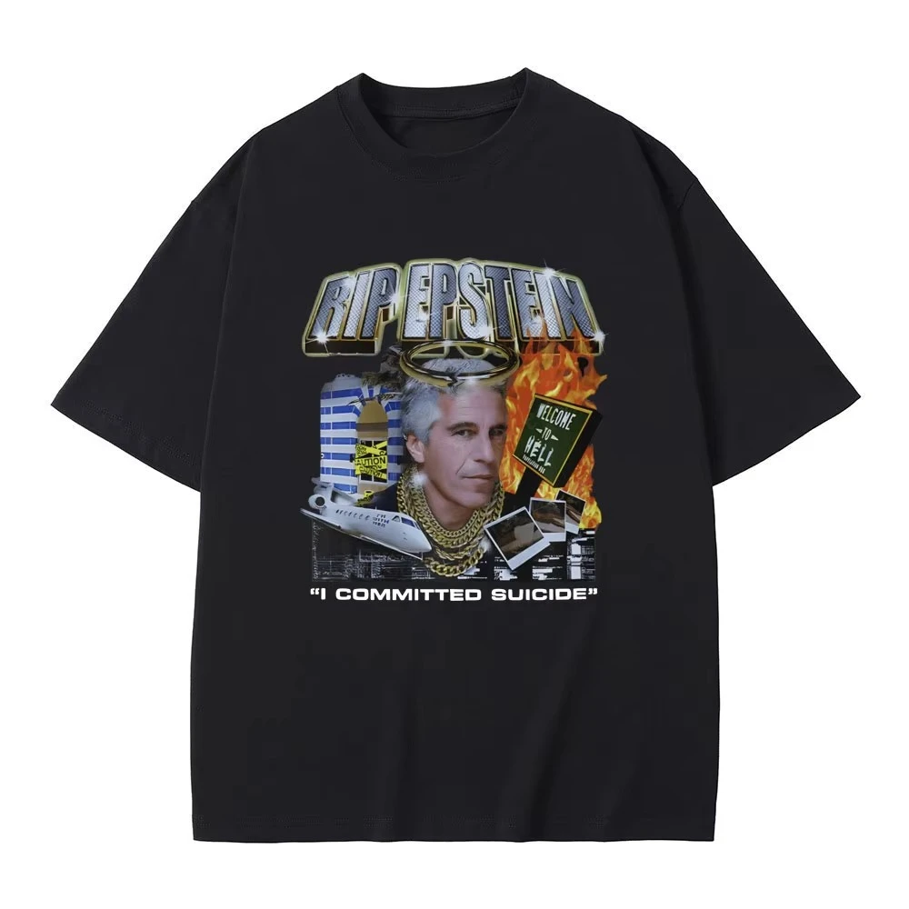 جيفري إبستين وشتت الانتحاري الجرافيك تي شيرت الرجال موضة عادية تي شيرتات قصيرة الاكمام الرجال لينة المتضخم تي شيرت للجنسين