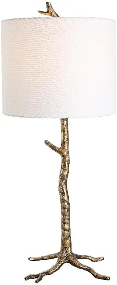 Uttermost 1-Light Contemporary Cast Iron and Fabric Table Lamp in Gold/White