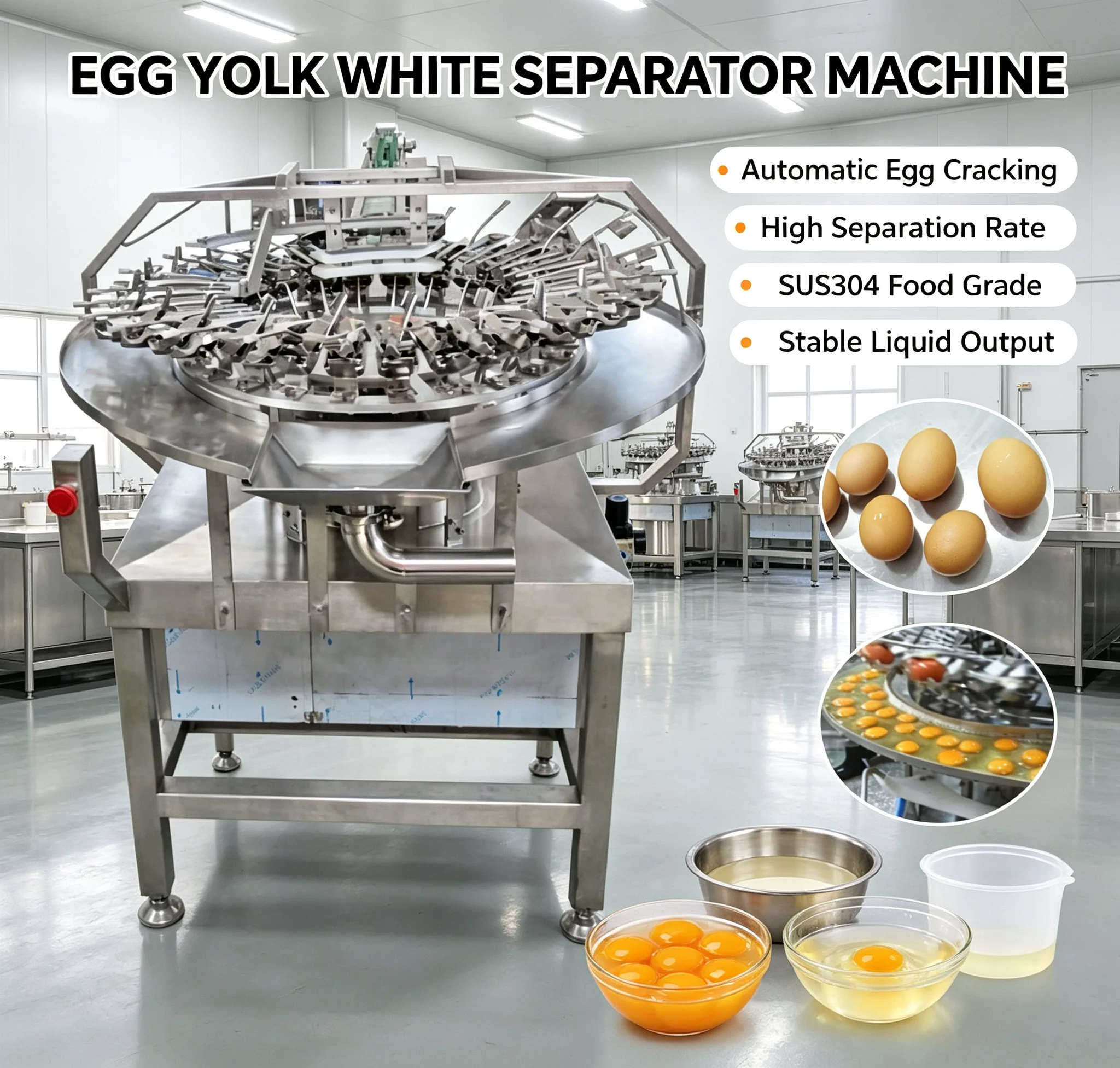 Egg Breaking Separator Machine Automatic Stainless Steel For Bakery Liquid Egg Production Customized