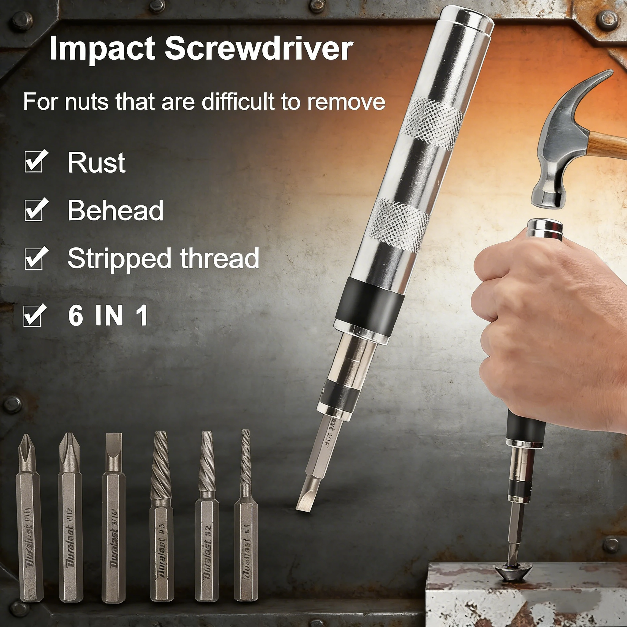 

Набор инструментов 6-в-1: насадки для удаления винтов, мощный экстрактор гаек, крестовая отвертка, универсальный набор для нарезания резьбы, многофункциональные отвертки