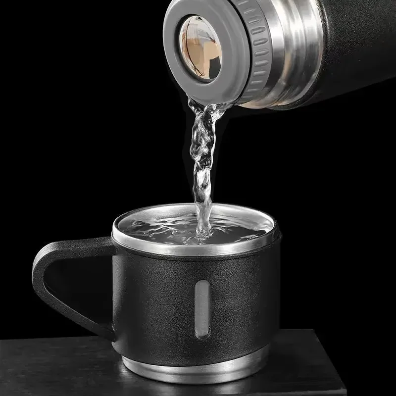 304 Stainless Steel Vacuum Coffee Thermos, Travel Water Bottle with Cup Lid, Hot & Cold Retention for Business & Outdoor