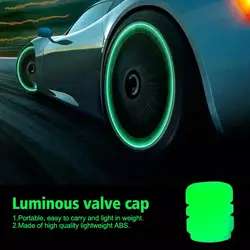 4PCS Luminous Car Tire Valve Cap Fluorescent Night Motorcycle Dustproof Caps Wheel Nozzle Tyre Valve Decor Glowing Stem Bik U2E5