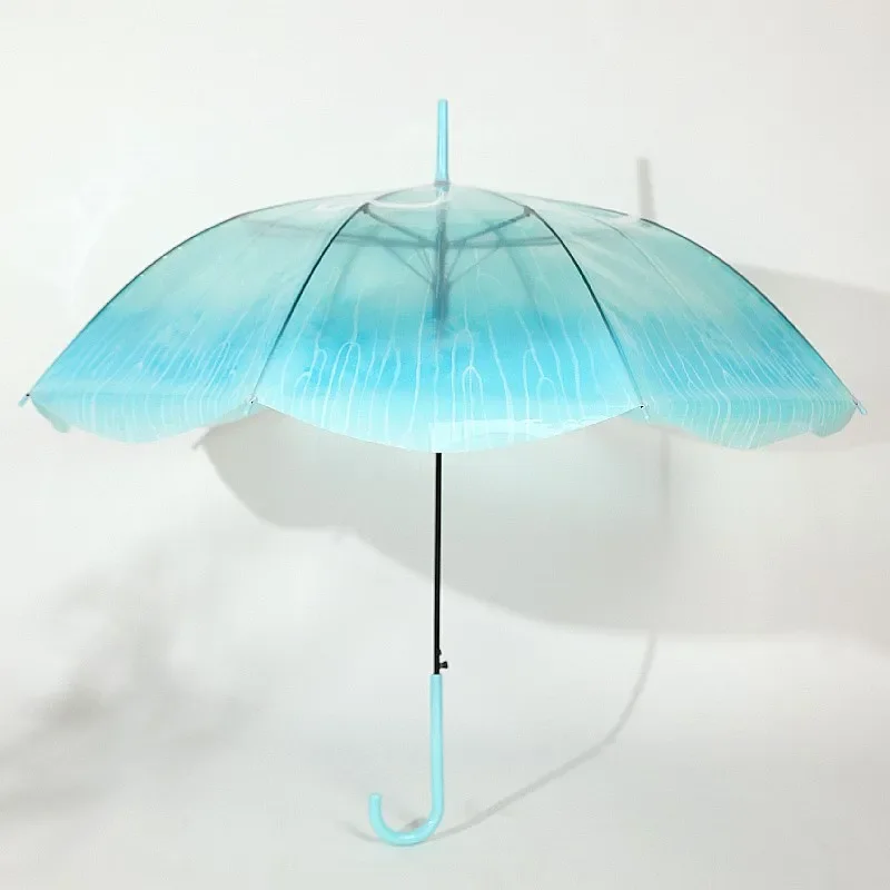 Automatic umbrella creative umbrella small fresh and durable thick jellyfish long handle umbrella transparent umbrella.