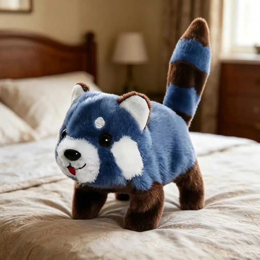 Soft Electric Red Panda Stuffed Toy Interactive Walking Tail Wagging Plush Doll Educational Toddler Toy