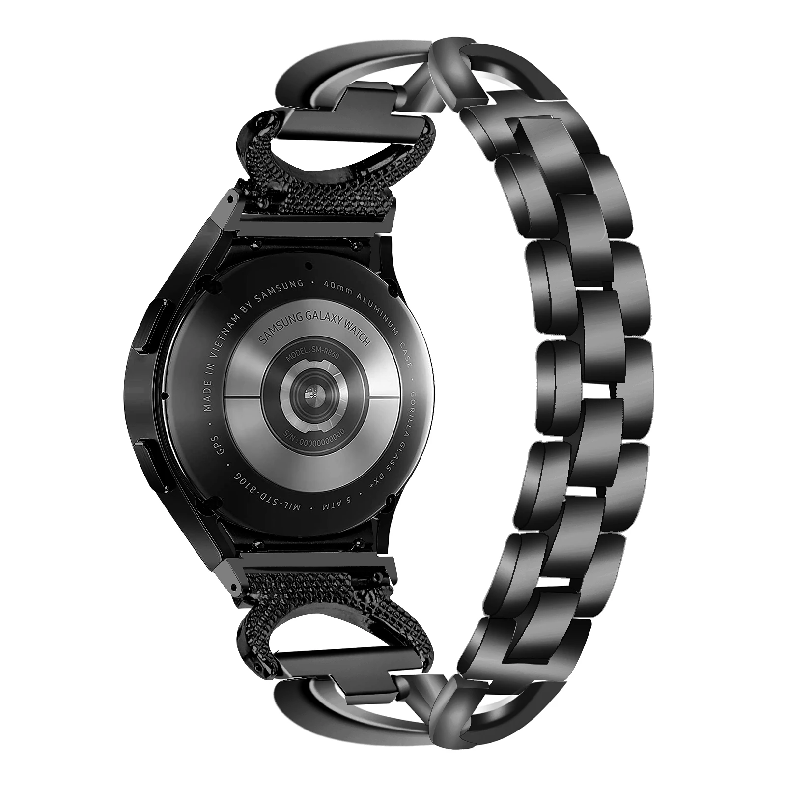삼성 갤럭시 워치 4 5 6 7 FE 40mm 44mm/워치 4 6 클래식 42mm 46 43mm 47mm/5 Pro 45mm 밴드 팔찌용 노 갭 다이아몬드 스트랩