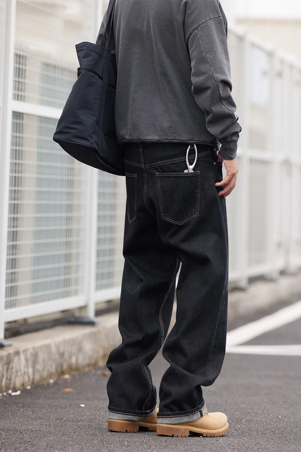 Standard 14oz Desized Red Selvedge Denim Jeans for Men American Retro Wide Leg Daily Basic Loose Fit Straight Leg Unisex Pants