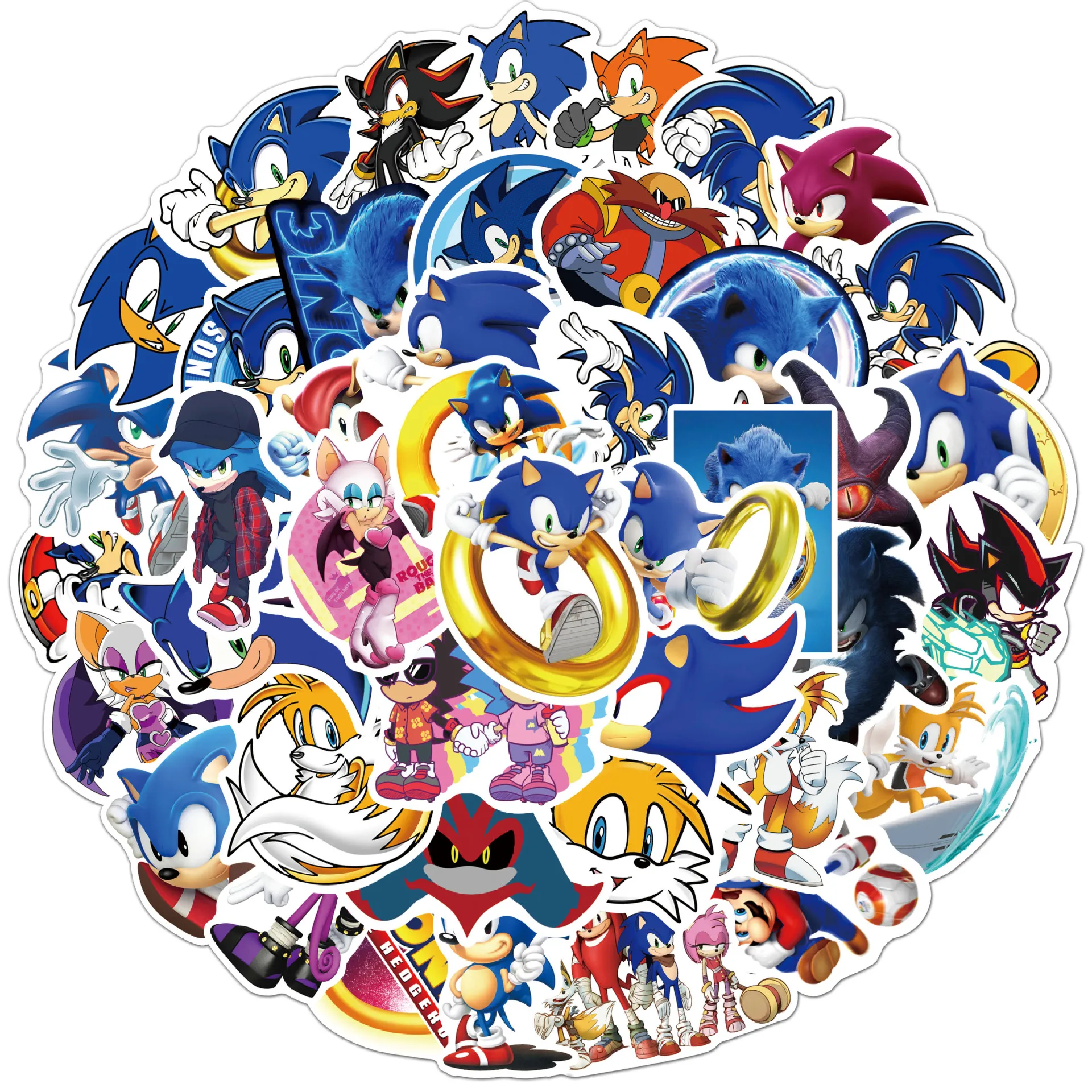 50Pcs Japan Sonics The Hedgehog Flash Anime Stickers Graffiti Phone Cartoon Stickers Toy Decal Kids Party Video Hero Game Toy