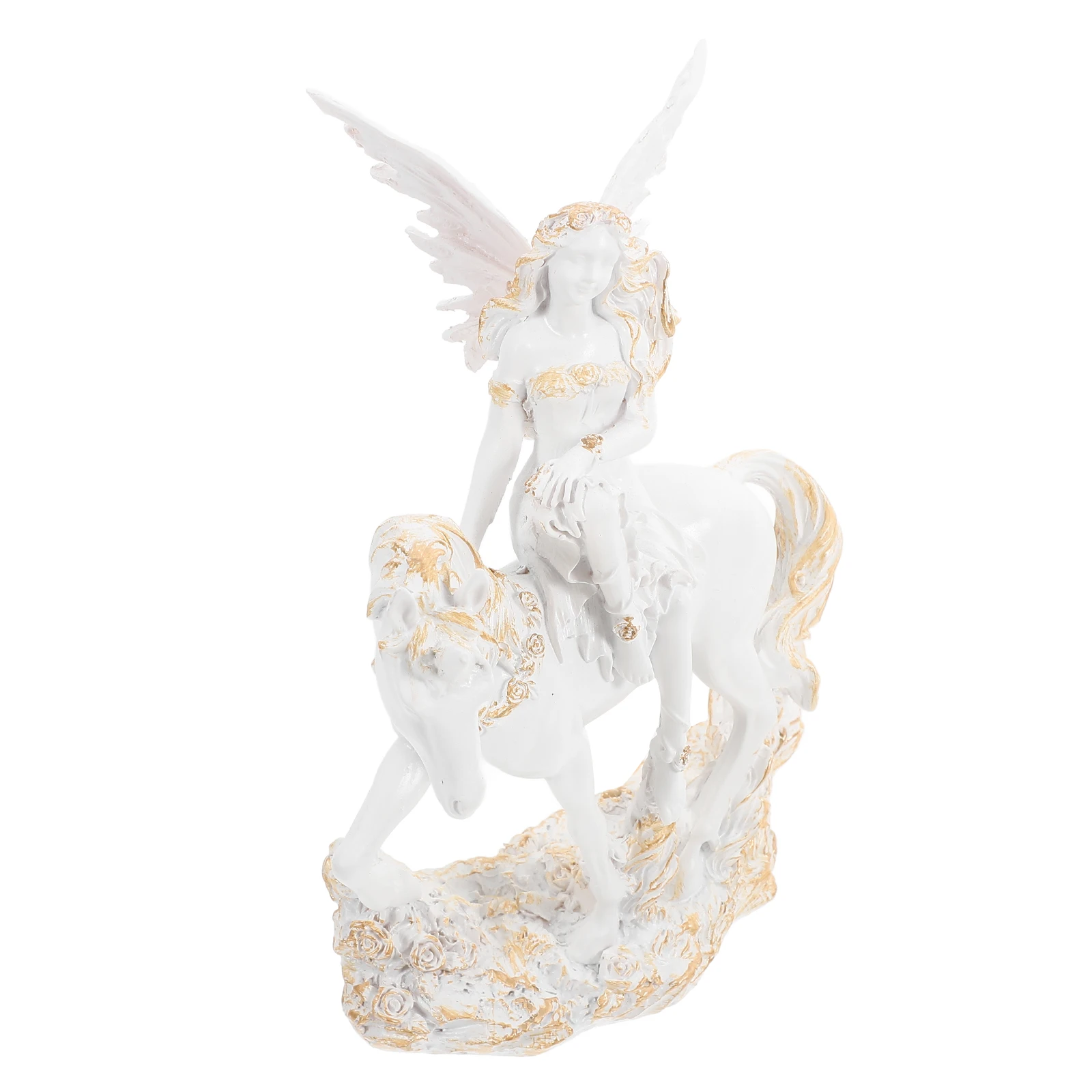 

Resin Angel Riding Horse Sculpture Handcrafted Home Decor Garden Office Living Room Decoration Angel Statue Room Decor