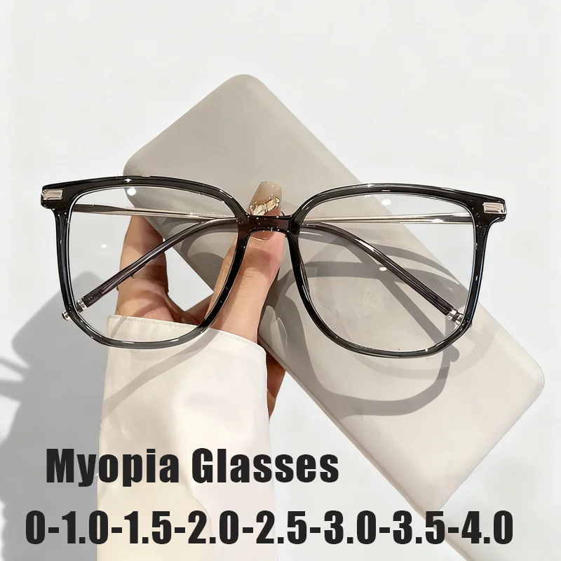 

New Oversized Leopard-Print Myopia Glasses Versatile Blue Light Blocking Minus Diopter Eyeglasses Trendy Fashion Eyewear